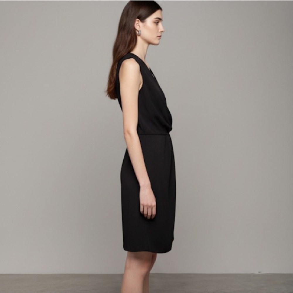 Joseph black crepe Stellina wrap front sleeveless dress - size 38 (US 6) - Picture 2 of 8